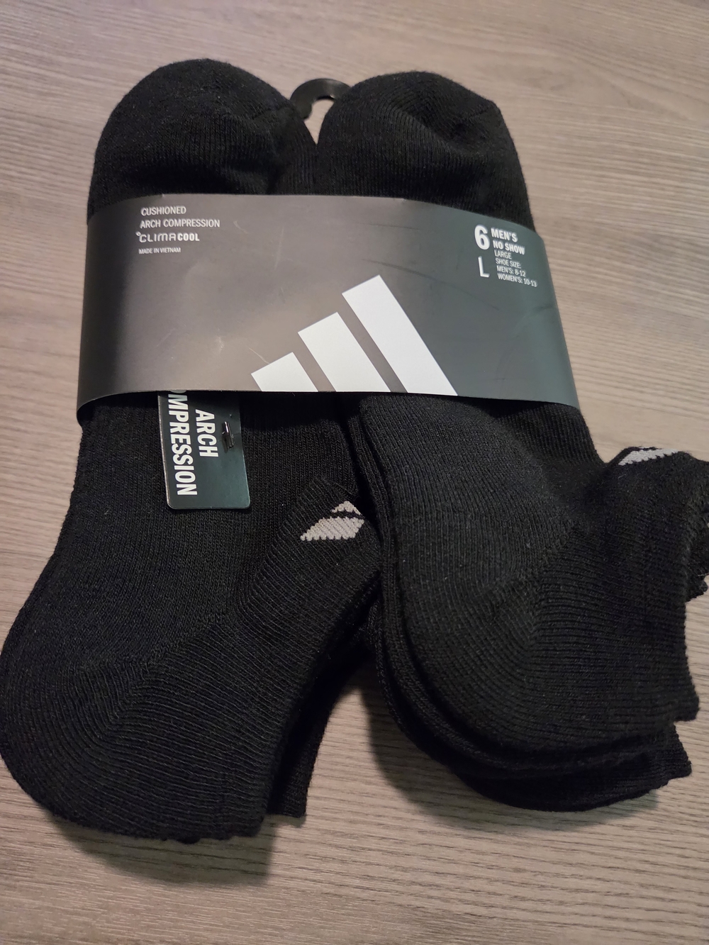 Adidas Arch Compression Men's  Low-Cut Cushioned Socks - 6 Pack
